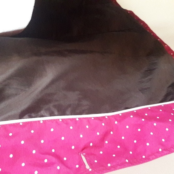 Lands End button front pink polka dot rain jacket/Trench SizeXS - Picture 10 of 14